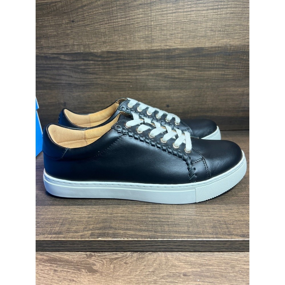 NEW Jack Rogers Women's Whitney Leather Sneakers Lace Up Black 8.5M